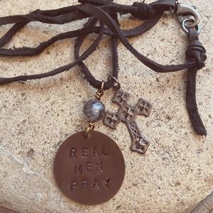 Unisex 'Real Men Pray' Hand Crafted Necklace
